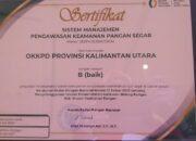 Sistem Pengawasan Keamanan Pangan Dinilai Baik, Pemprov Kaltara Raih Penghargaan Bapanas