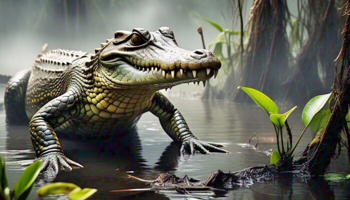 Detik-detik Menegangkan Buaya Besar Muncul di Loktuan Bontang, Serang Anak di Bawah Kolong Rumah