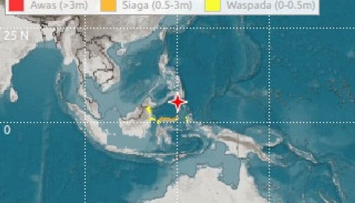 BMKG Tetapkan Tarakan dan Berau Berstatus Waspada Tsunami Usai Gempa M 7,7 Guncang Filipina